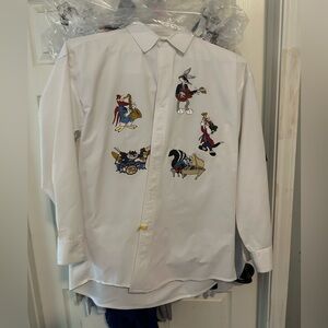 White Cotton Acme University Shirt Medium Embroidered